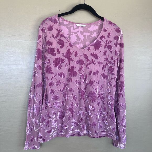 Marks & Spencer Tops - St. Michael Marks & Spencer Rose Velour Textured Long sleeve Blouse